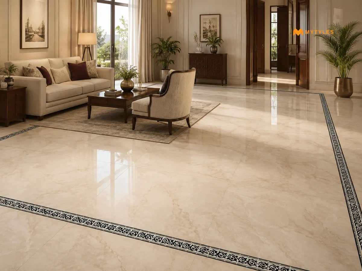 Contrasting Border for Marble-Look Floor Tiles